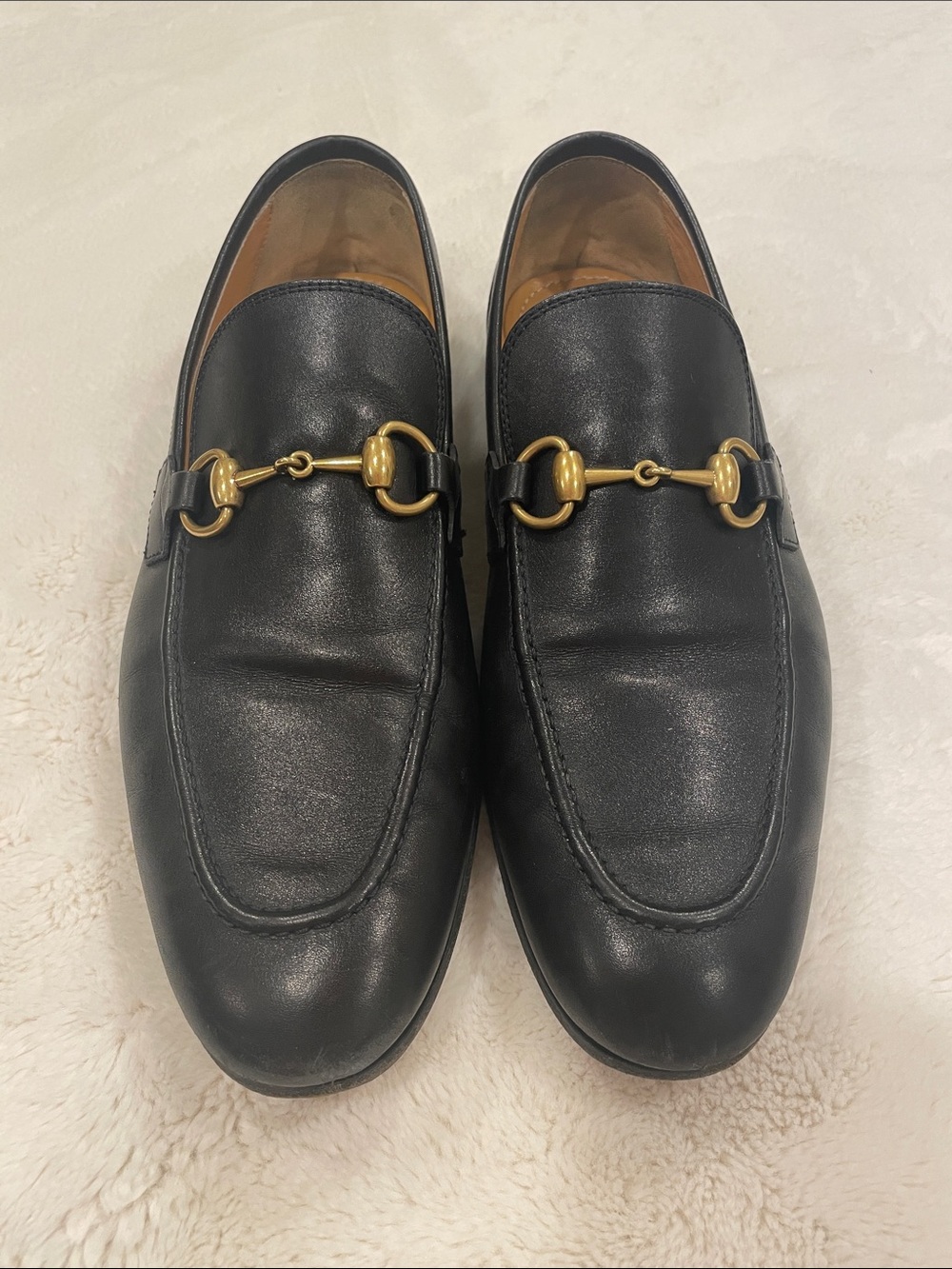 Gucci Black Leather Horsebit Loafers
